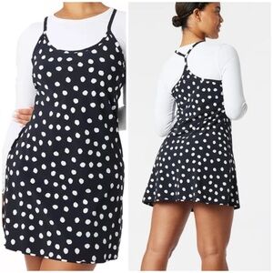 Outdoor Voices Black and White Polka Dot Mini Dress